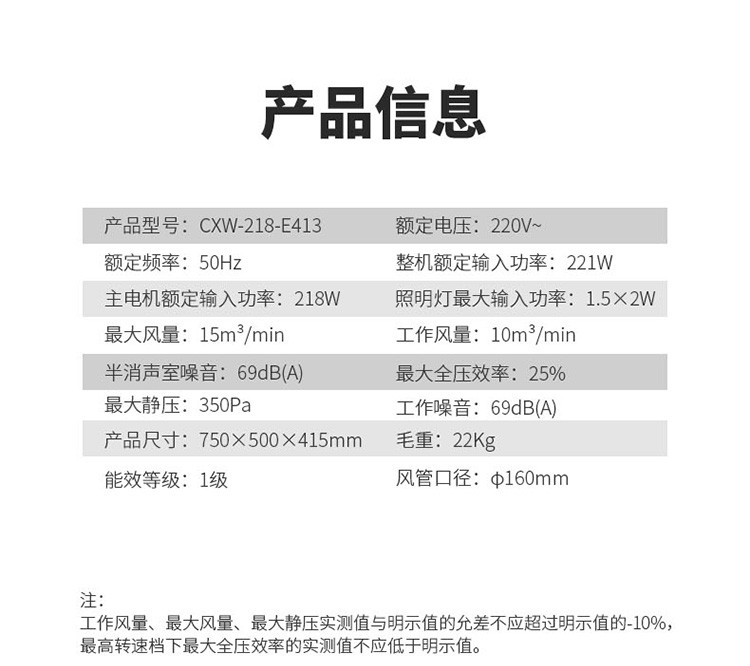 前鋒近吸式吸油煙機E413 消聲室測試下的靜謐表現